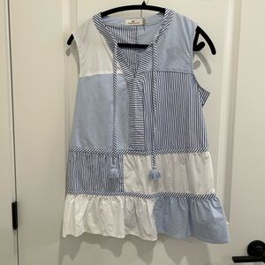 Vineyard Vines Blue and White Sleeveless Patchwork Top